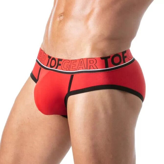 TOF PARIS Brief Champion Jacquards Cotton Bi - Stretch Low - Waisted Briefs Red 281