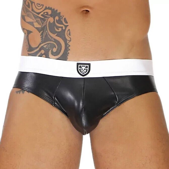 TOF PARIS Briefs With Generous Pouch in Realistic - Leather Black/White 583