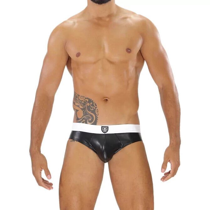 TOF PARIS Briefs With Generous Pouch in Realistic - Leather Black/White 586