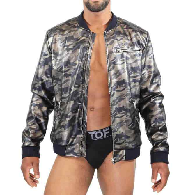 TOF PARIS Camouflage Vest Mid - Season Jacket Commando Bomber Upmarket Brass Zip2