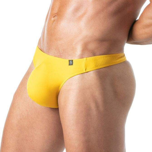 TOF PARIS Champion Bi - Stretch Thong Unlined Pre - Shaped Front Pouch Yellow 691