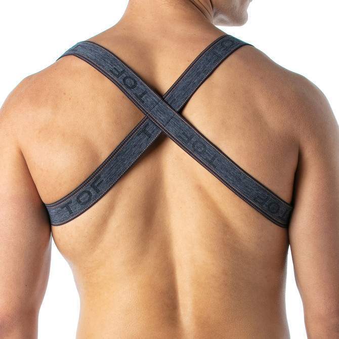 TOF PARIS Denim X-Harness Elasticated X-Shaped in Blue