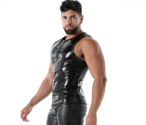 TOF PARIS Easy Zipped Tank Top 100% Latex Second - Skin Sleeveless Datex Black T11