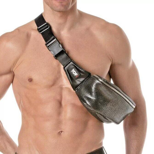 TOF PARIS Fanny Pack 3D Belt - Bag Banana Purse in Laminated Mesh Silver 511