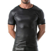 TOF PARIS Fetish T-Shirt Faux Leather Stretch Shirt Black 44