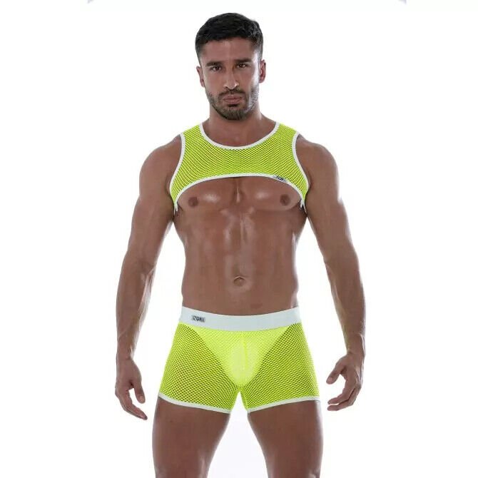 TOF PARIS Fluorescent Mesh Harness Neon Yellow Contrast Straps 174