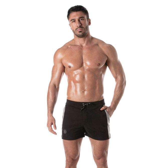 TOF PARIS Football Short Soccer Inspired Mid-Thigh Stretchy Black Shorts