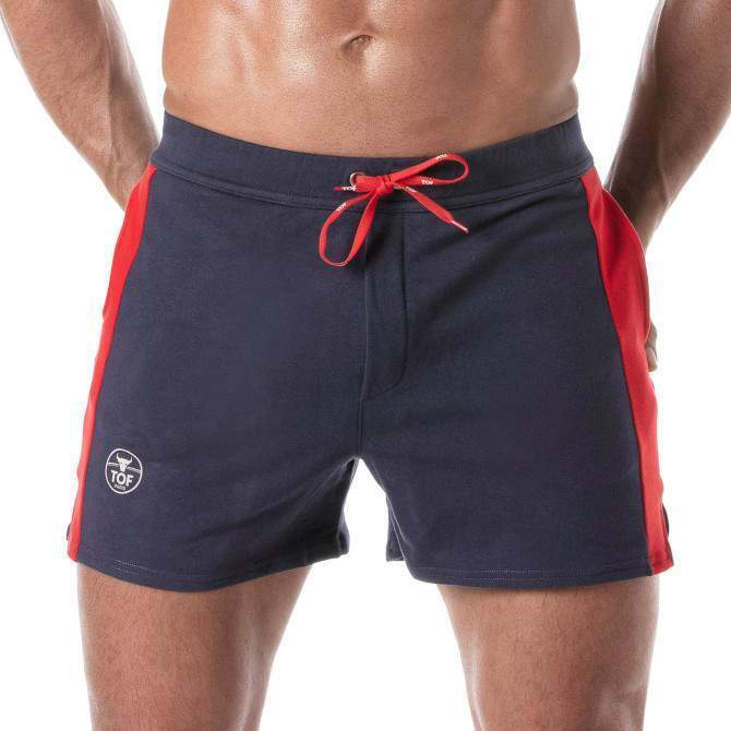 TOF PARIS Football Shorts Soccer Inspired Mid-Thigh Stretchy Short Navy