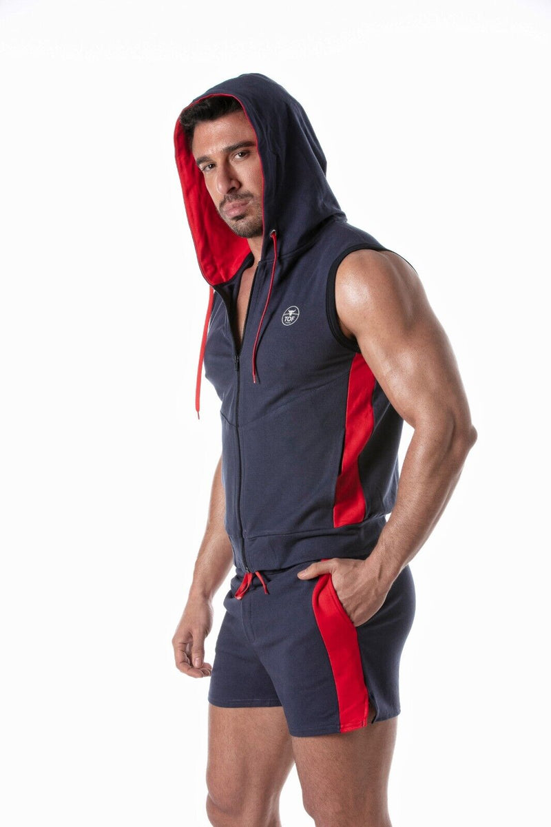 TOF PARIS Football Shorts Soccer Inspired Mid-Thigh Stretchy Short Navy