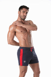 TOF PARIS Football Shorts Soccer Inspired Mid-Thigh Stretchy Short Navy