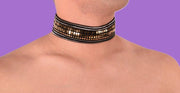 TOF PARIS Glitter Fashion Silver Collar Necklace Sequins Gold4