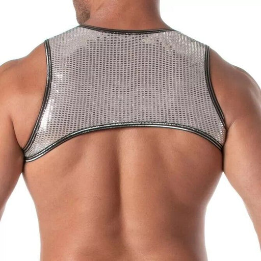 TOF PARIS Glitter Zipped Harness Deep Pocket Crop - Top Lurex Trim Silver 532