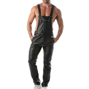 TOF PARIS Kinky Original Faux Leather Overalls Pants Zip-pocket Adjustable