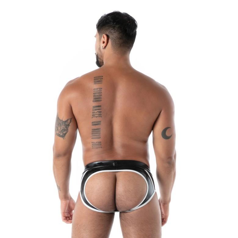 TOF PARIS Latex Bottomless Brief Second - Skin Datex Backless Briefs Black T23