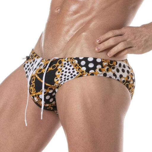 TOF PARIS Low - waisted Swimwear Slim Fit Baroque Mini Swim - Briefs Chain Black 831