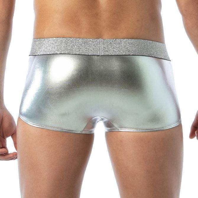 TOF PARIS Magic Trunks Laminated Microfiber Lurex Waistband Silver Boxer