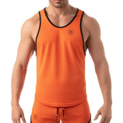 TOF PARIS Mesh Tank Top Lightweight Flared-Cut Classy Sporty Tank Orange 12