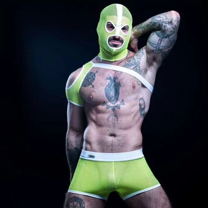 TOF PARIS Neon Mesh Shorts Fishnets Unlined Low - rise Boxer Short Neon Yellow 172