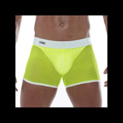 TOF PARIS Neon Mesh Shorts Fishnets Unlined Low - rise Boxer Short Neon Yellow 173