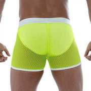 TOF PARIS Neon Mesh Shorts Fishnets Unlined Low - rise Boxer Short Neon Yellow 174