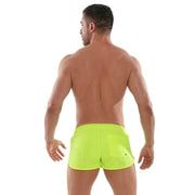 TOF PARIS Neon Mini Swim Shorts Fitted Cut Inner Mesh Fluorescent Yellow 264
