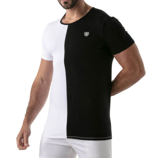 TOF PARIS Shirt Bicolor Cotton Jersey Tight Fit Shirt Black & White 44
