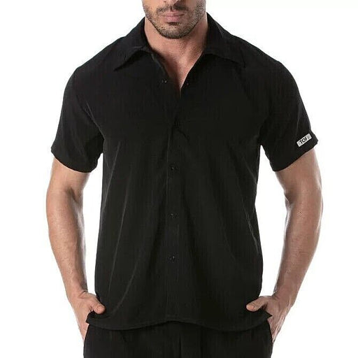 TOF PARIS Short - Sleeved Summer Lightweight Shirt Microfiber Black 501