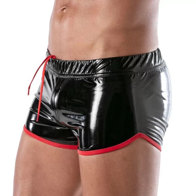 TOF PARIS Short Stretch Vinyl Mini - Shorts Low Rise Black/Red 211