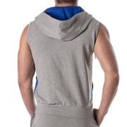 TOF PARIS Sleeveless Hoodie YKK Zipped Vest Tank Top Grey
