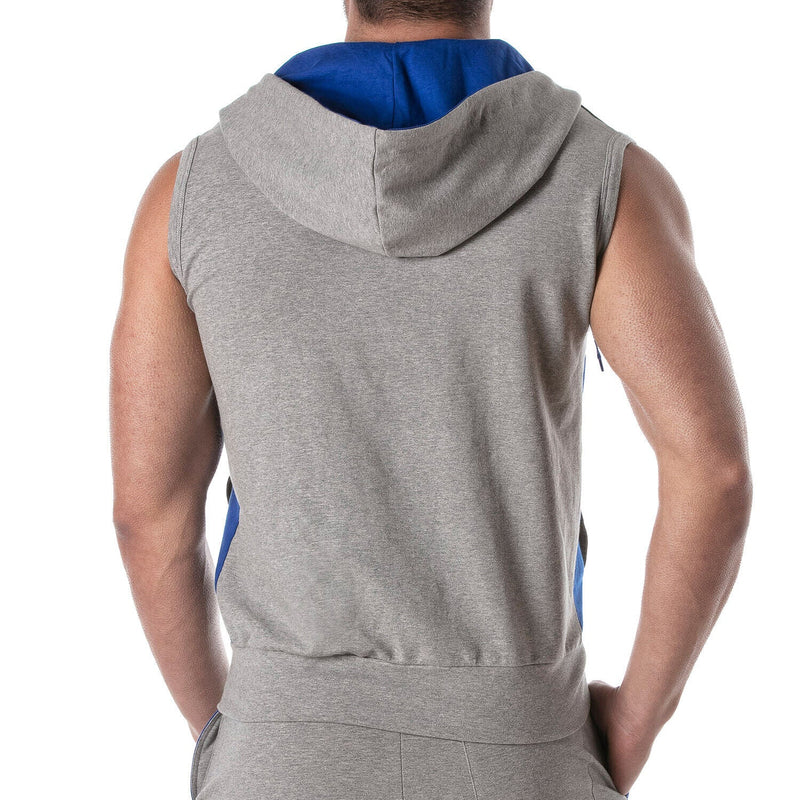 TOF PARIS Sleeveless Hoodie YKK Zipped Vest Tank Top Grey