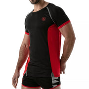 TOF PARIS Sports Gym Total Protection Muscle T-Shirt Antibacterial Black - Red 62