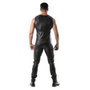 TOF PARIS Tank Top Stretch Leather-Look Sleeveless Figure-Hugging Top Black 14