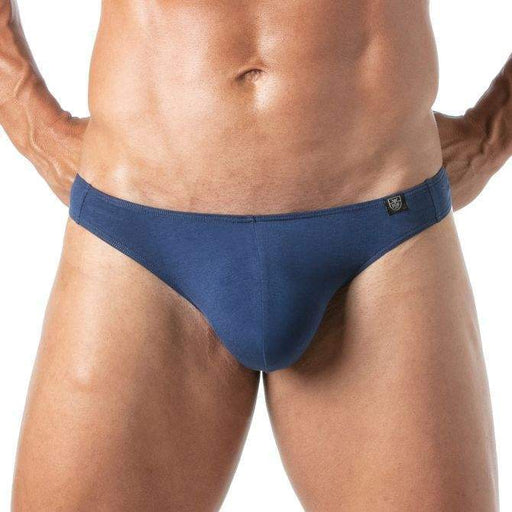 TOF PARIS Thongs Champion Bi - Stretch Unlined Thong Shaped Pouch Navy 712