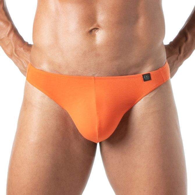 TOF PARIS Thongs Champion Bi-Stretch Unlined Thong Shaped Pouch Orange