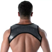 TOF PARIS Zipped Pocket Harness H - Shaped 3D Mesh Crop - Top in Silver 513