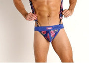 XL - VAUX VX2 NEOPRENE ZIPPER JOCKSTRAP FLORAL BLUE 4