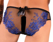 XS SMU Aristocrat C - Thru Lace Brief Black/Blue 33606 MX142