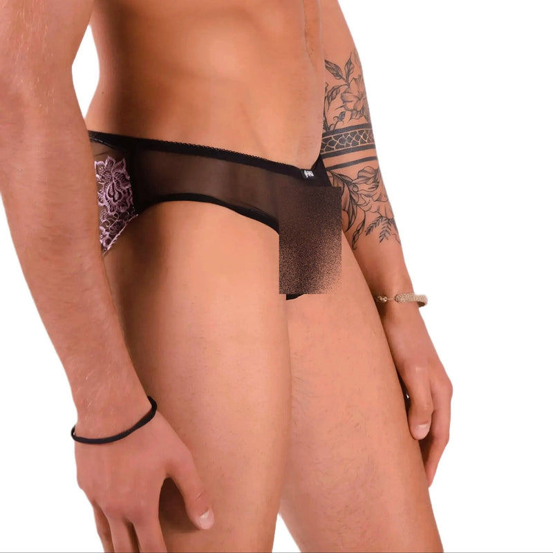 XS SMU Aristocrat C - Thru Lace Brief Black/Red 33610 MX143