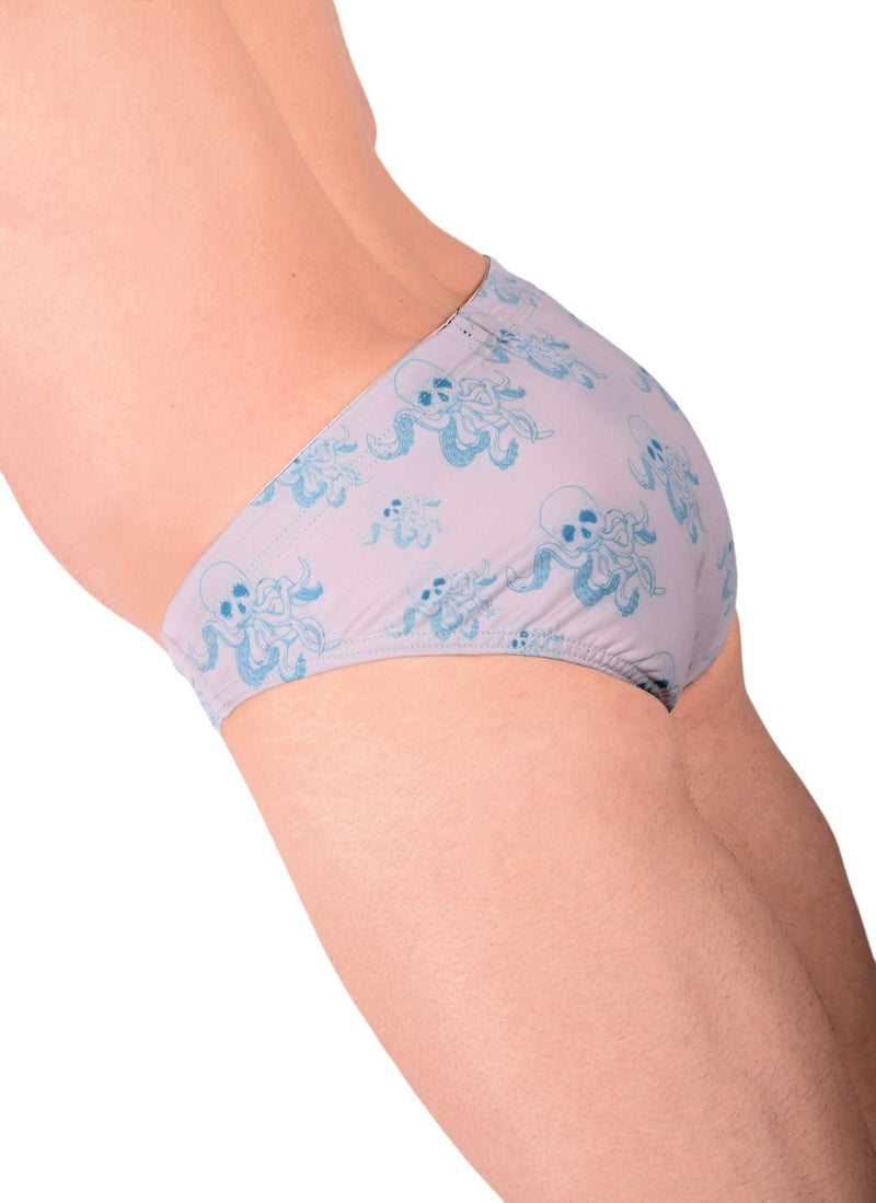 XS SMU Briefs Octopuss SKULLS Peekaboo Removable Leather Pouch H29