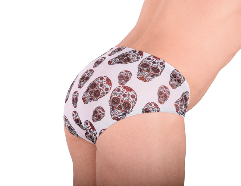 XS SMU Briefs Rave SKULLS Peekaboo Removable Leather Pouch H24