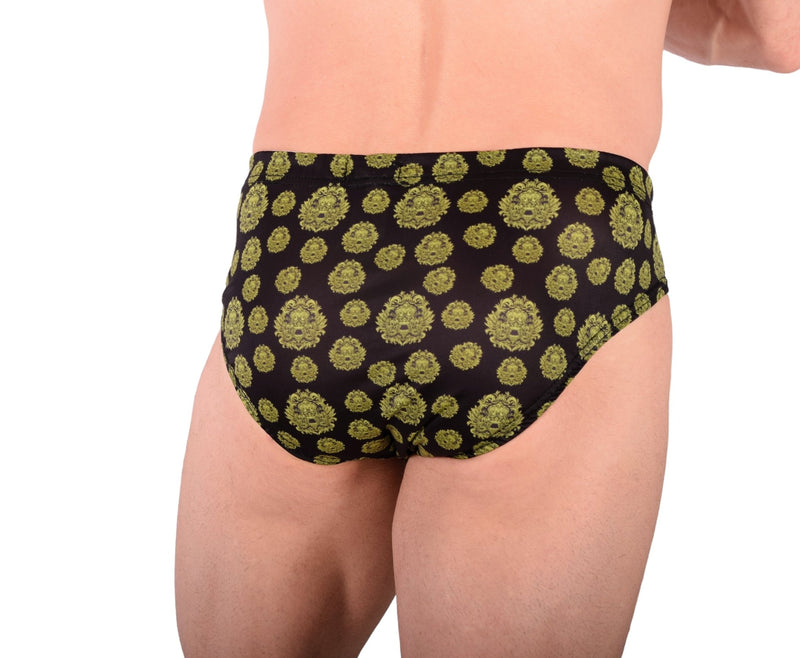 XS SMU King SKULLS Peekaboo Removable Leather Pouch Brief H28