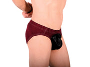 XS SMU Peekaboo Removable Leather Pouch Burgundy Brief H22