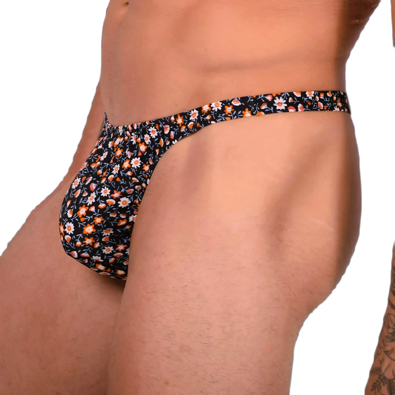 XS SMU Sexy Black Floral Explosion Thong 33649 MX142