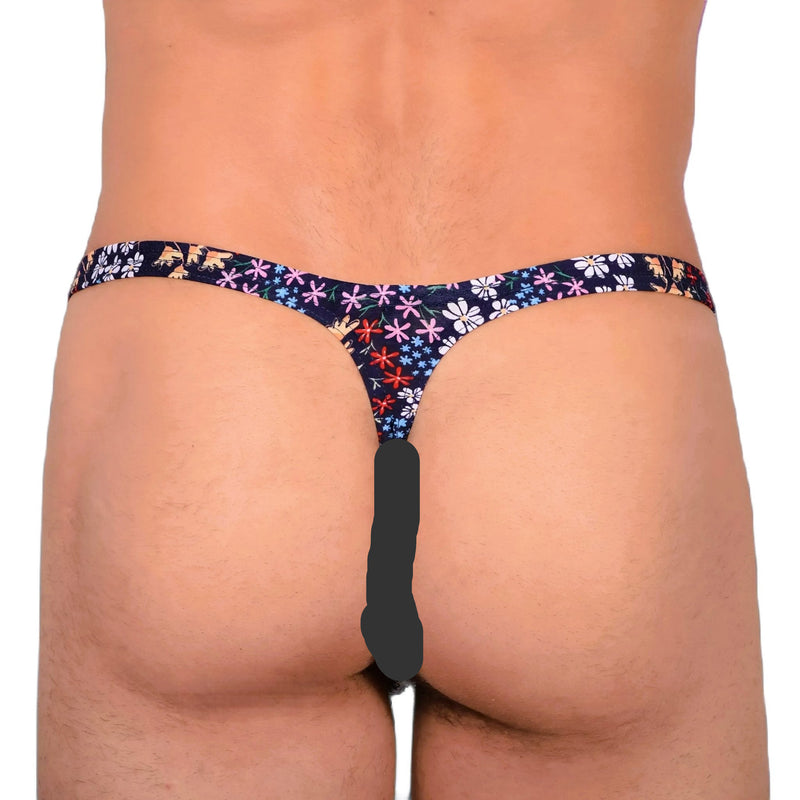 XS SMU Sexy Dark Blue Floral Explosion Thong 33650 MX144