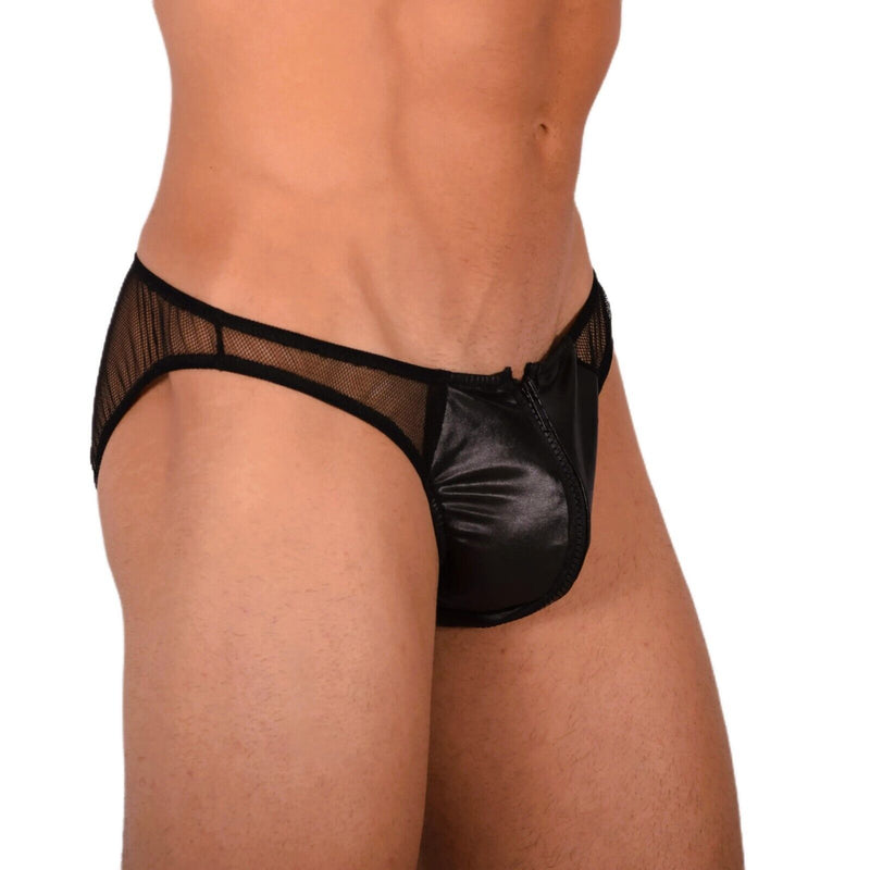XS Smu Tanning Walking around sheer Zipped Black C - Thru Brief MX19 340243