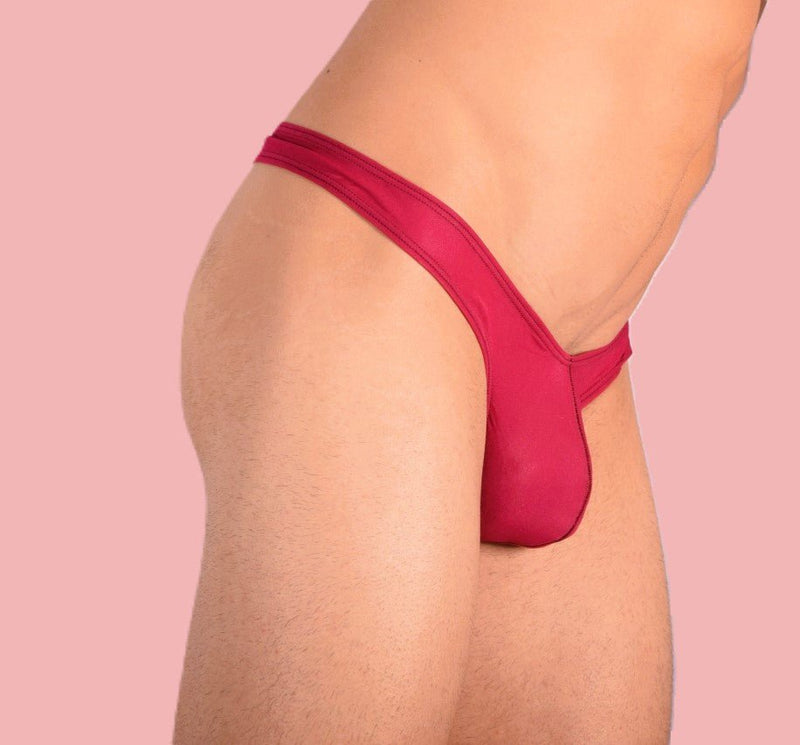 XS/S SMU Mens Underwear Sheer Thong Burgundy 33362 MX111