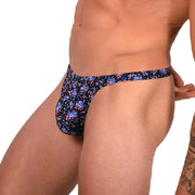 XS/S SMU Sexy Deep Blue Floral Explosion Thong 33653 MX142
