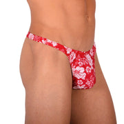 XS/S SMU Tanning Walking around Floral Red Thong MX19 340514