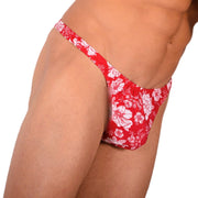 XS/S SMU Tanning Walking around Floral Red Thong MX19 340516
