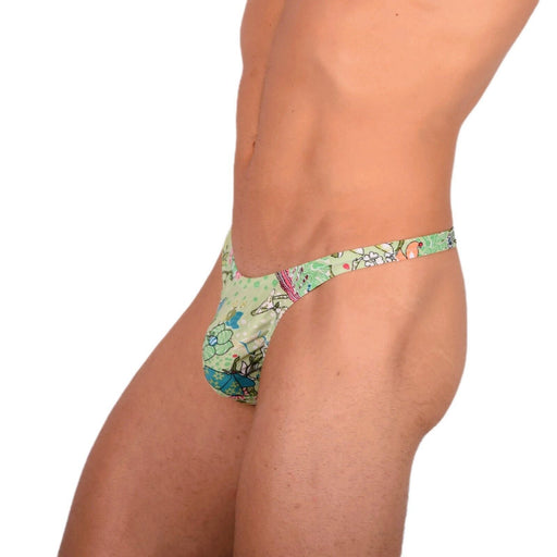 XS/S SMU Tanning Walking around Green Floral Thongs MX20 340632